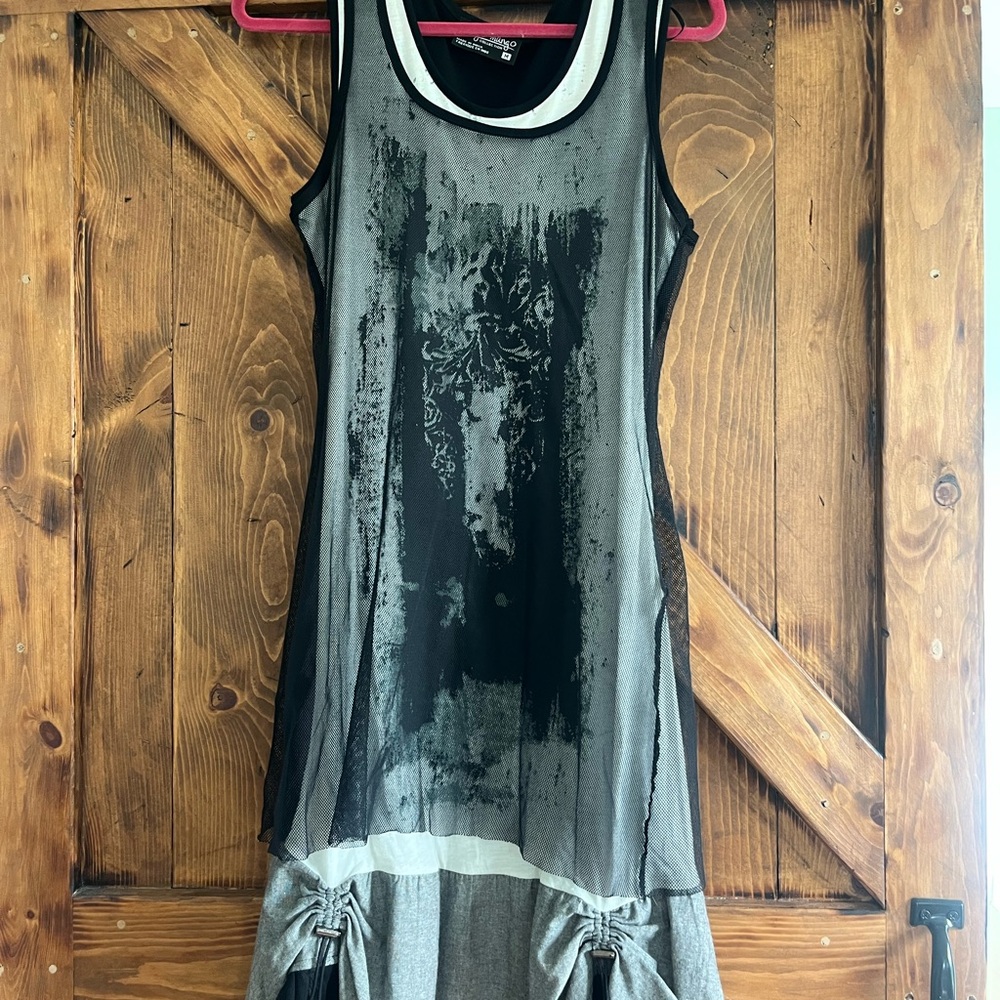 Stylish Black and Gray Sleeveless Dress